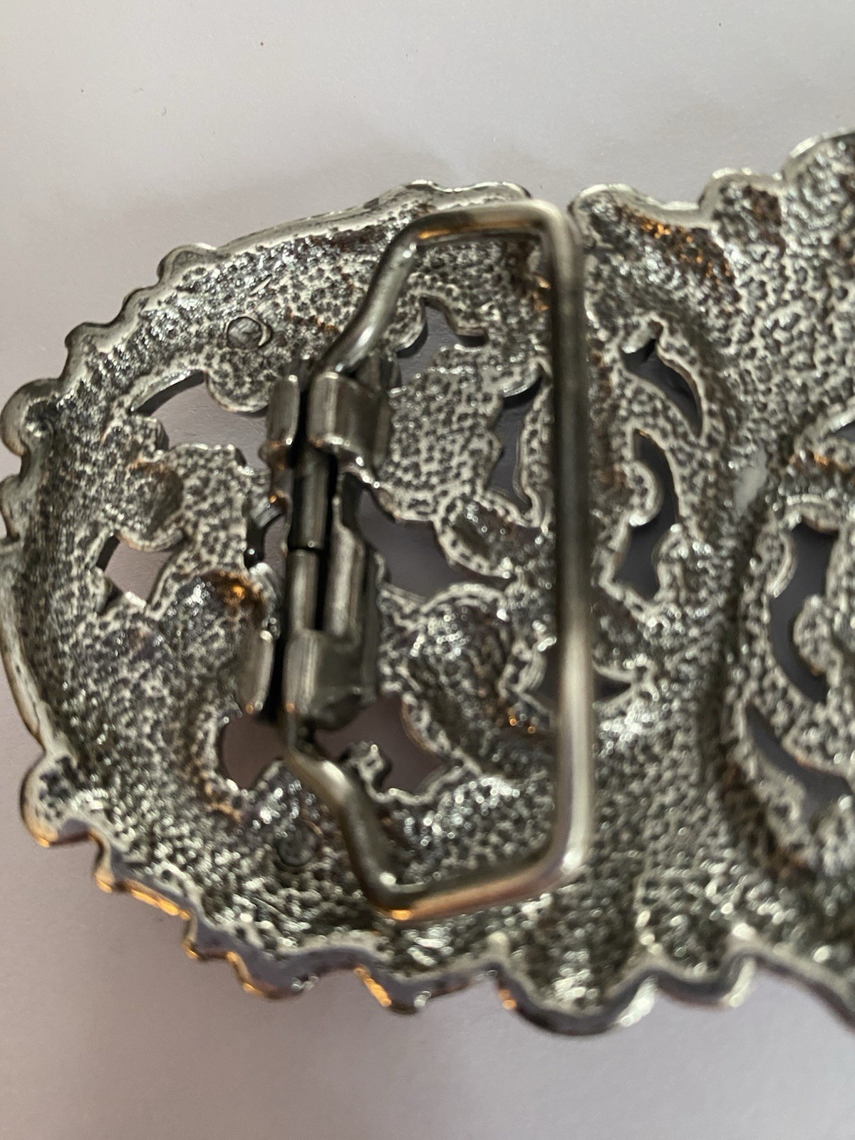 Metal Belt Buckle By Justin Boots Silver Color With Rhinestones 2.25×4