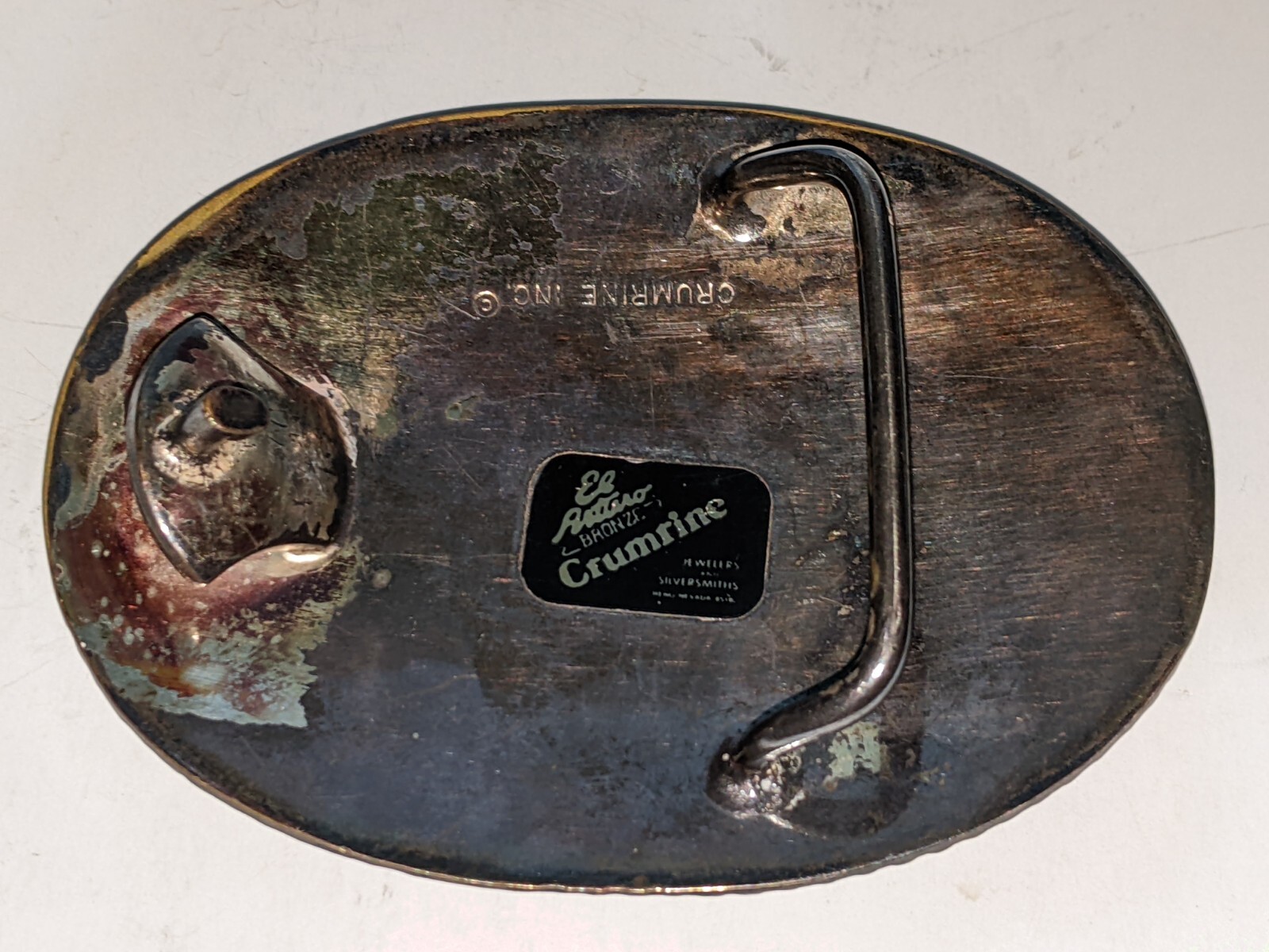 Vintage Crumrine Metal Horse Rider Belt Buckle