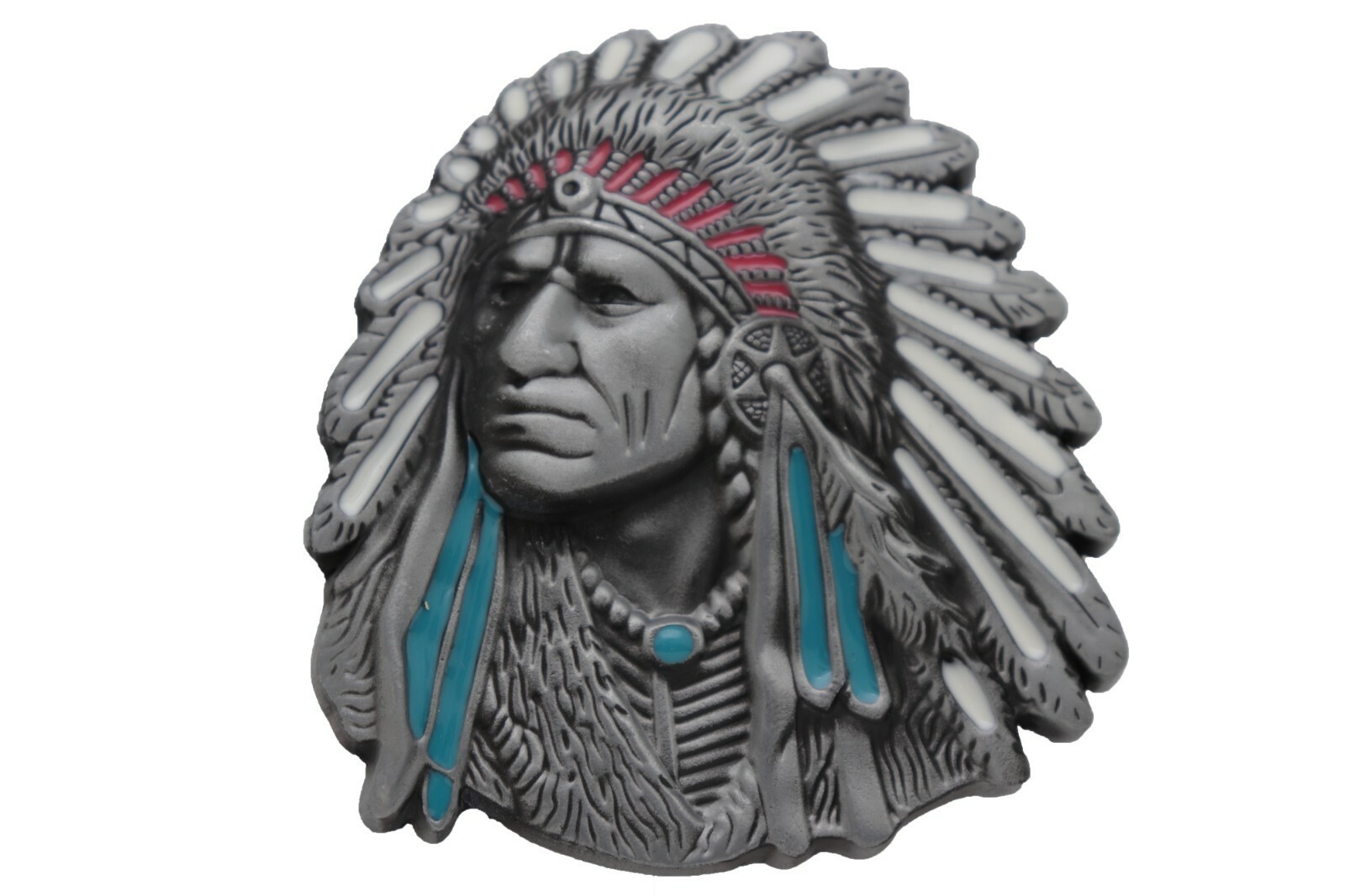 Men Silver Metal Western Fashion Belt Buckle Cowboy Native American Indian Face