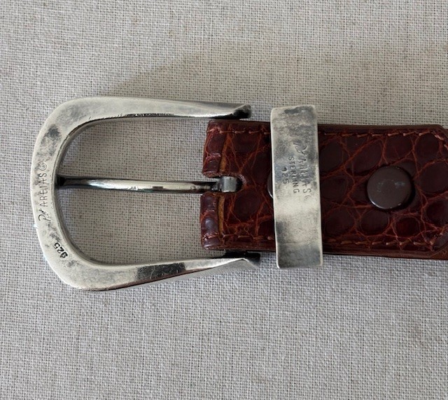 Vintage Pat Areias Sterling Silver Buckle and American Alligator Belt Size 29