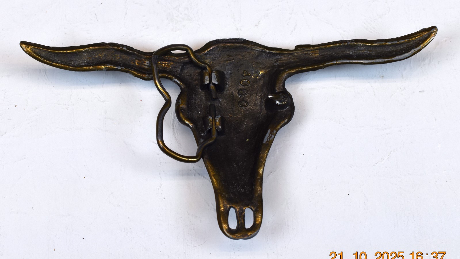 UNBRANDED TEXAS LONG HORN STEER SKULL & HORNS BELT BUCKLE