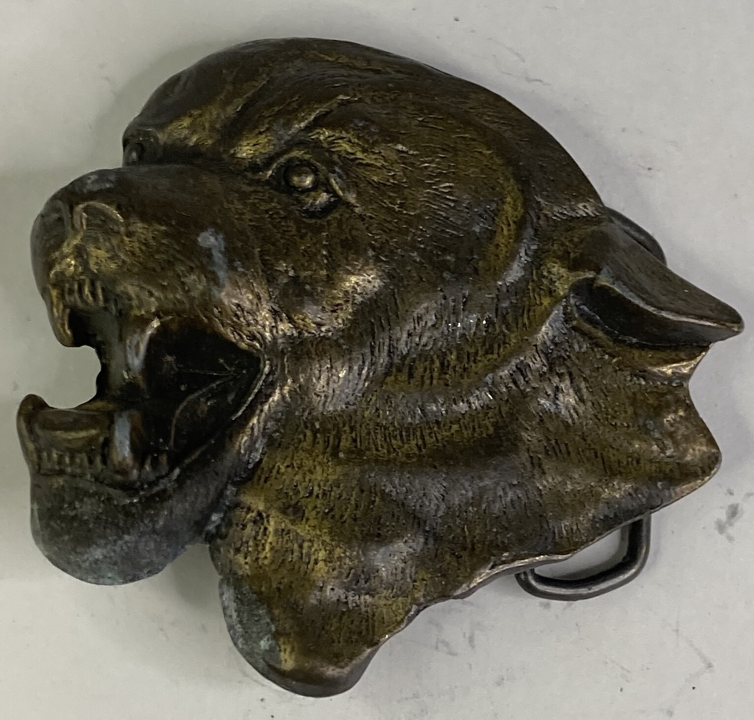 Vintage 1970’s MBCI Mountain Lion’s Head Brasstone Belt Buckle