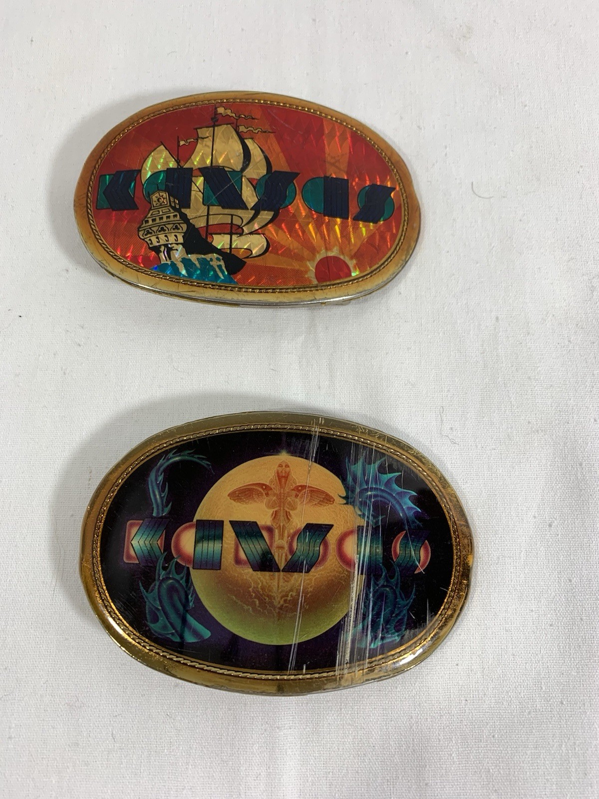 Vintage 1977 “Kansas “ Band Pacifica Oval Belt Buckle Album Cover Designs