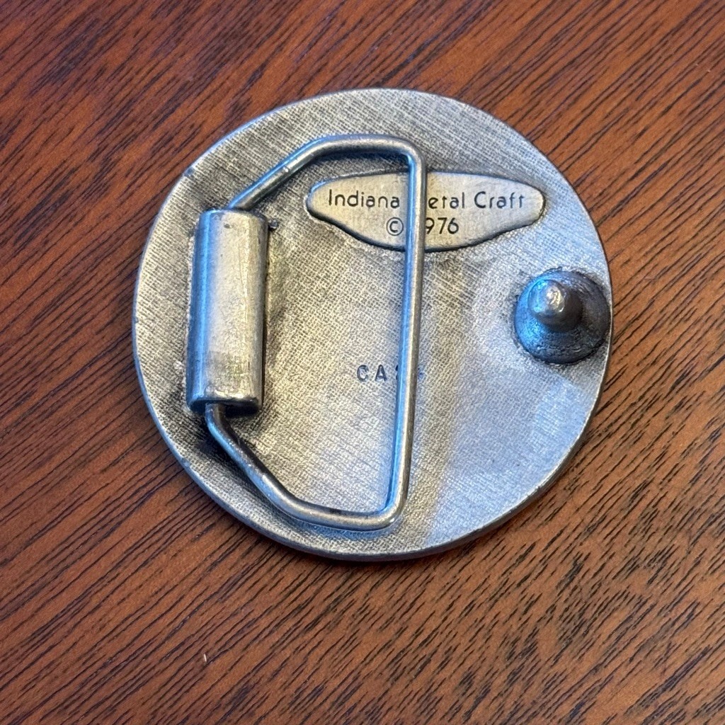 Vintage Corvette Belt Buckle Indiana Metal Craft 1976 Pewter USA
