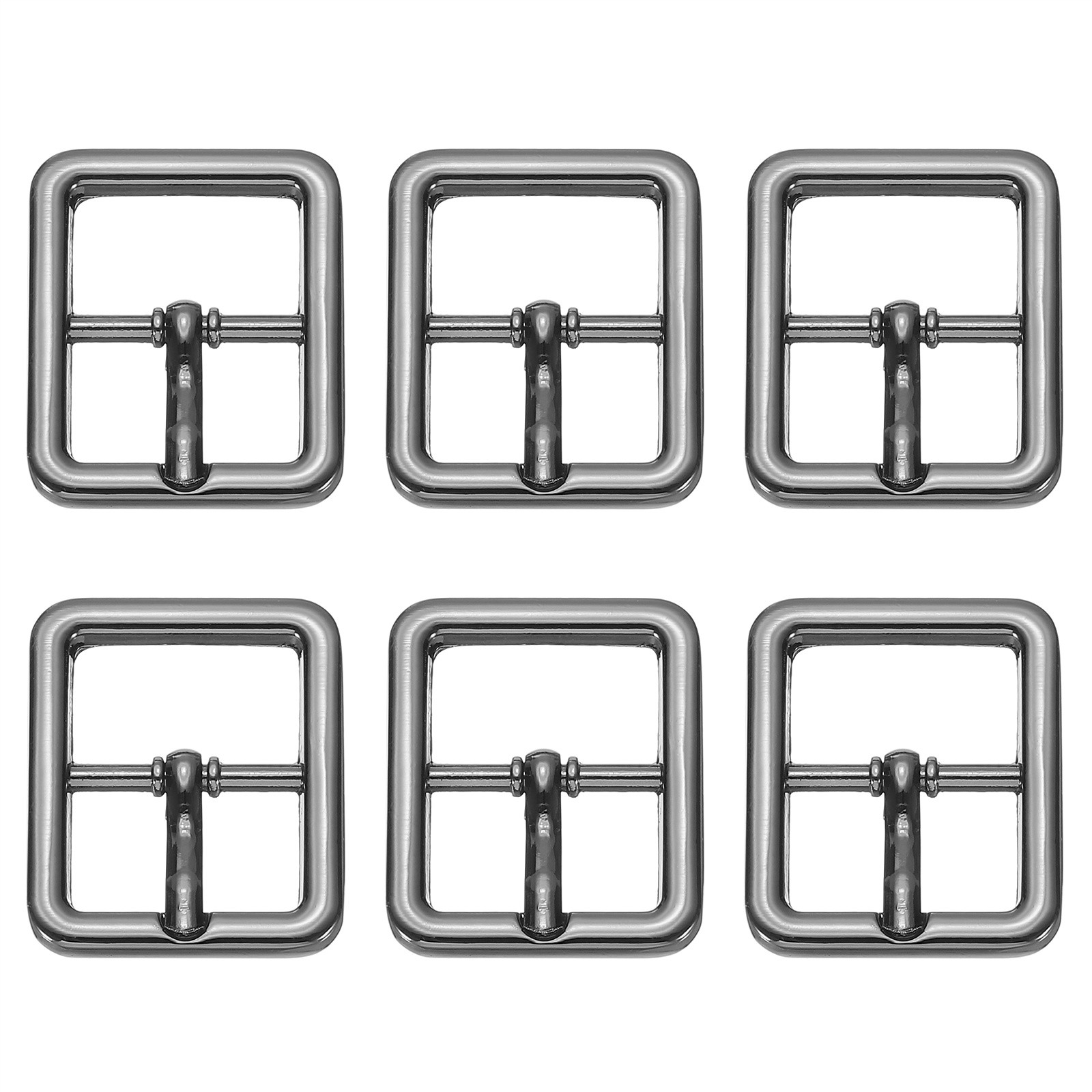 6 Pcs 0.8 Inch Single Prong Buckle Square Center Bar Buckle, Black