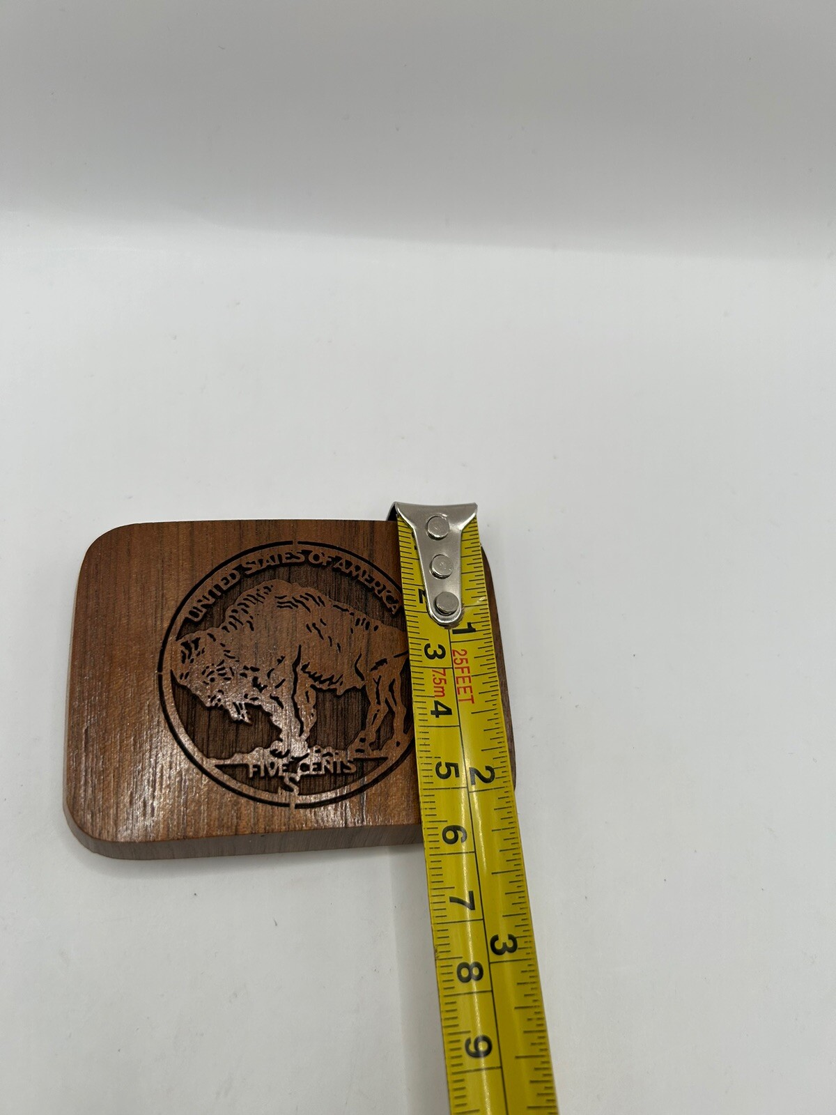 Vintage Buffalo Nickel LASER Etched Wood Belt Buckle