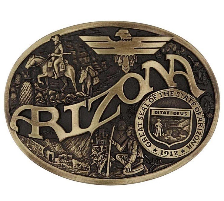 Montana Silversmiths Arizona State Heritage Attitude Belt Buckle Brass Oval