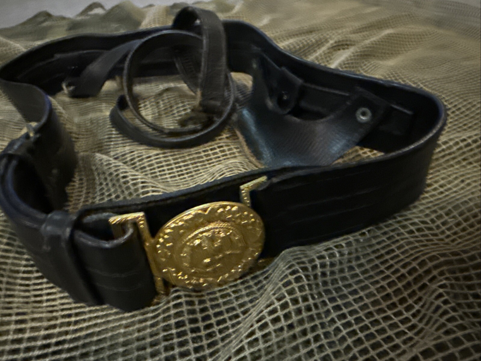 Vtg US Navy Officers Sword Belt And Buckle W/ Hangers Size 34 NS Meyer New York