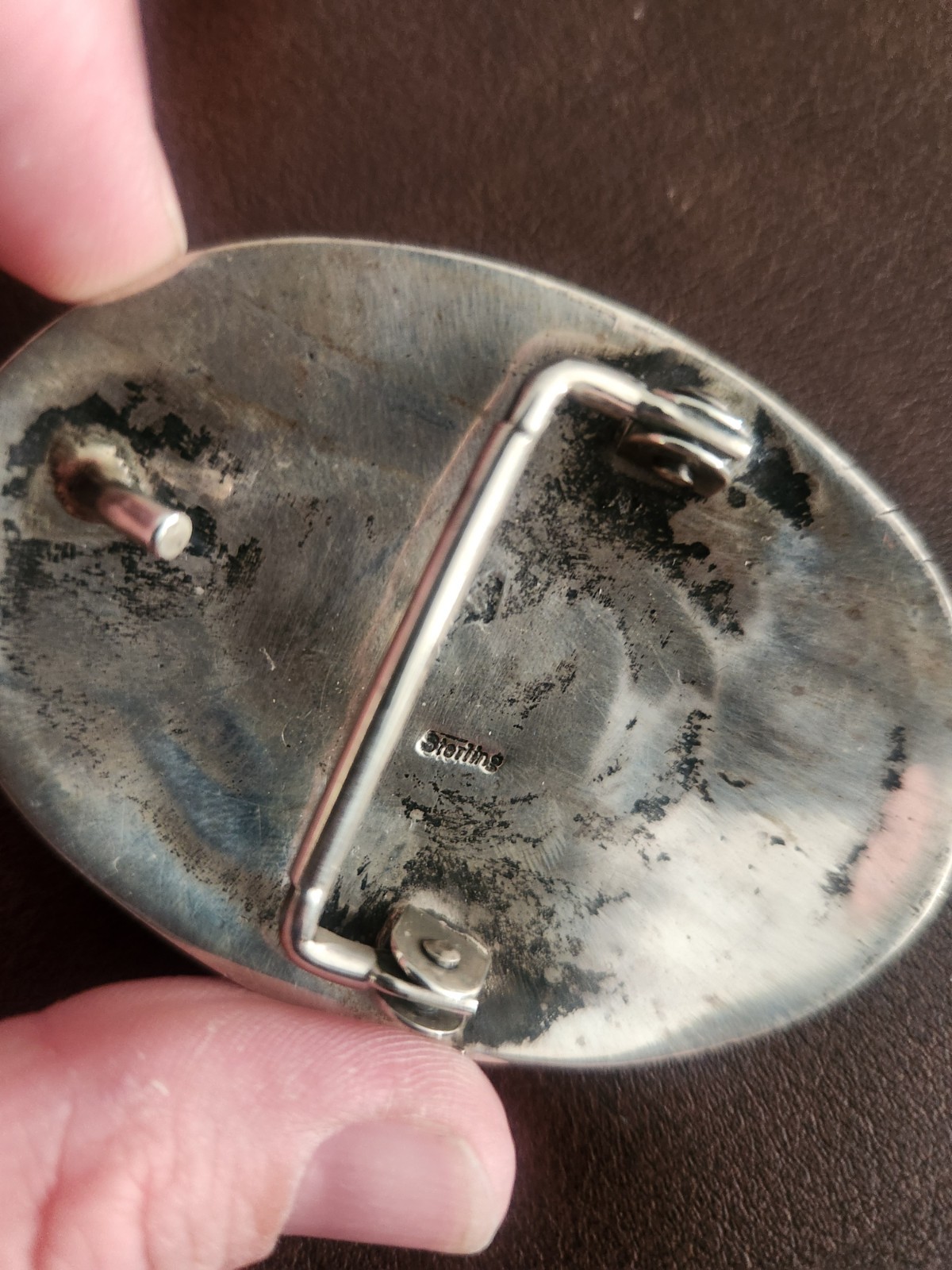 Vintage Sterling Silver Overlay Lifeline Bear Belt Buckle*