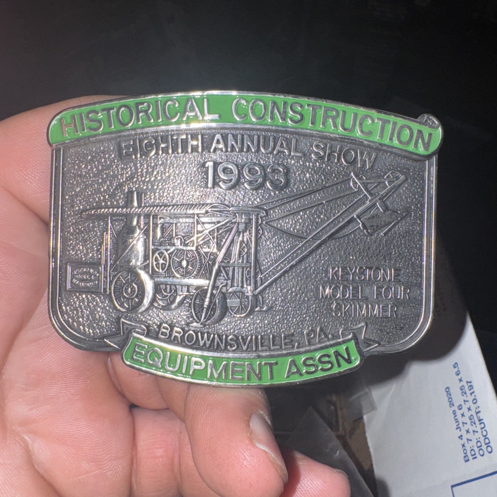 Historical Construction Equipment Rare Belt Buckle Limited Edition Embossed 1993