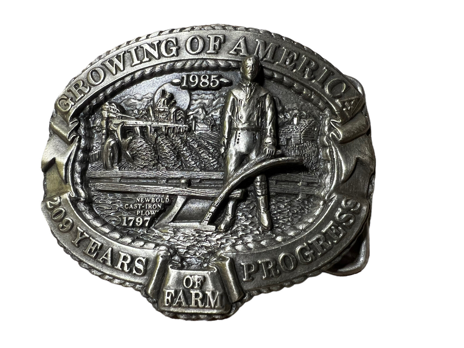 Vtg 1985 Nasco Newbold&rsquo;s Cast Iron Plow Growing Of America Belt Buckle Numbered