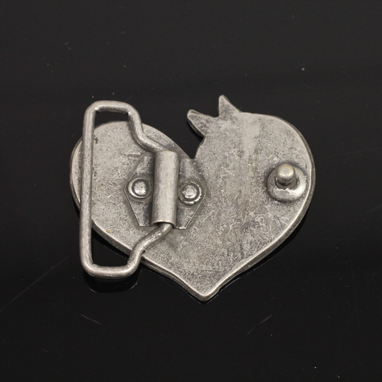 Heart with Horse Head Belt Buckle, Belt Buckle Leather Belt Antique Silver Rusic