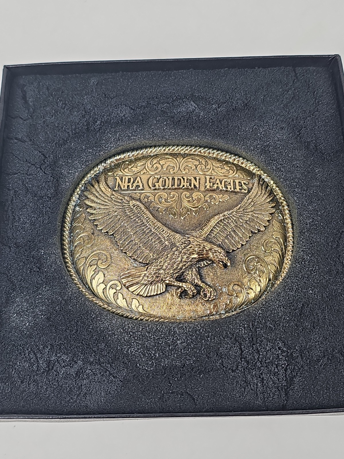 New Vintage NRA Solid Brass Golden Eagles Belt Buckle National Rifle Association