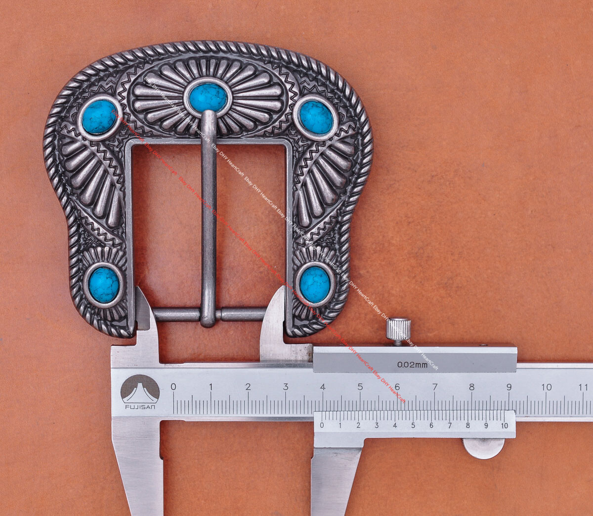 Vintage Silver Southeast FLOWER TURQUOISE WESTERN LEATHER BELT BUCKLE FIT 40MM