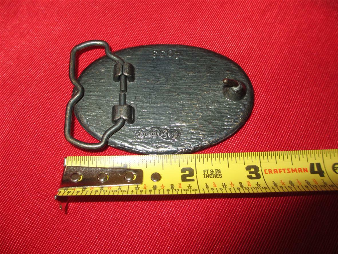 Masonic OVAL buckle green gold/ brass 2&Prime; x 3&Prime; fits aprx 1 5/8&Prime; belt mason symbol
