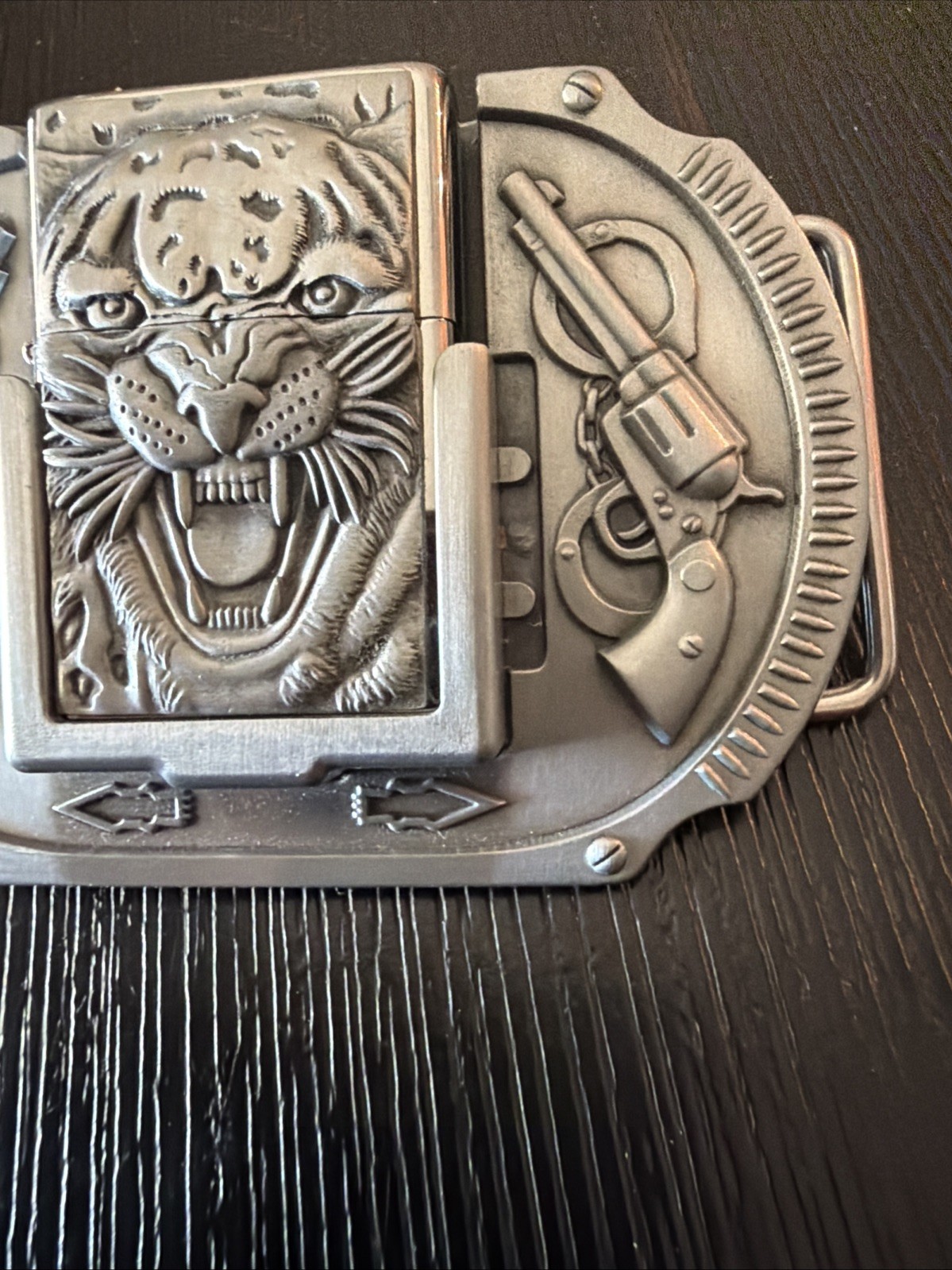 Tiger Guns Western Cowboy Lighter Belt Buckle