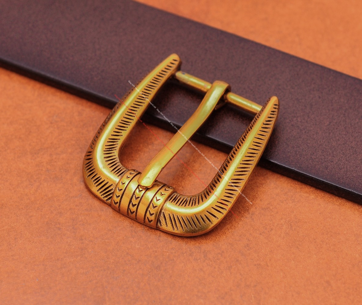 25MM Gold Plated Western Cowboy Prong Leathercraft 3-Piece Set Pin Belt Buckle