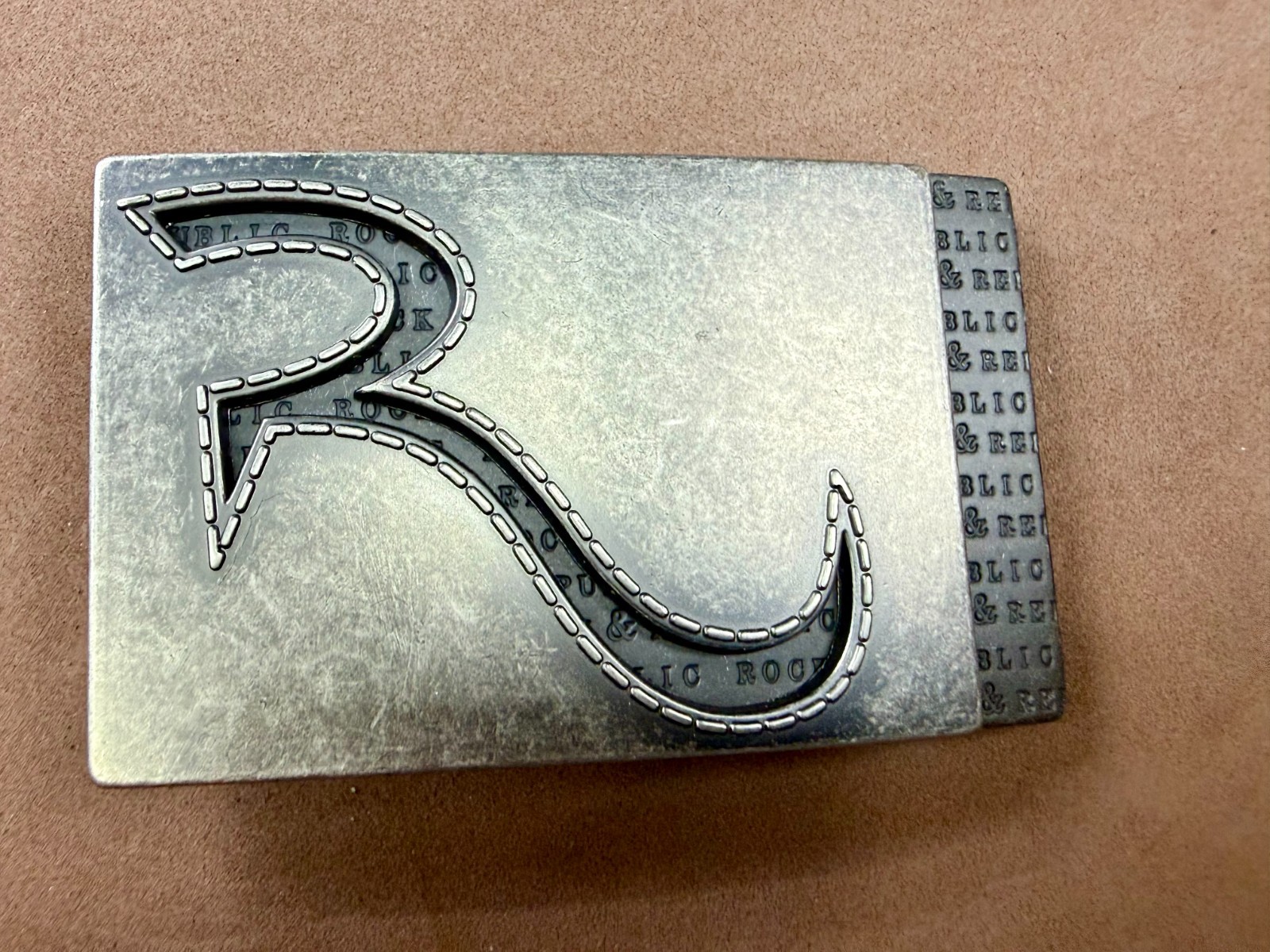 Rock & Republic R Logo America Jeans Brand Advertising Promotional Belt Buckle