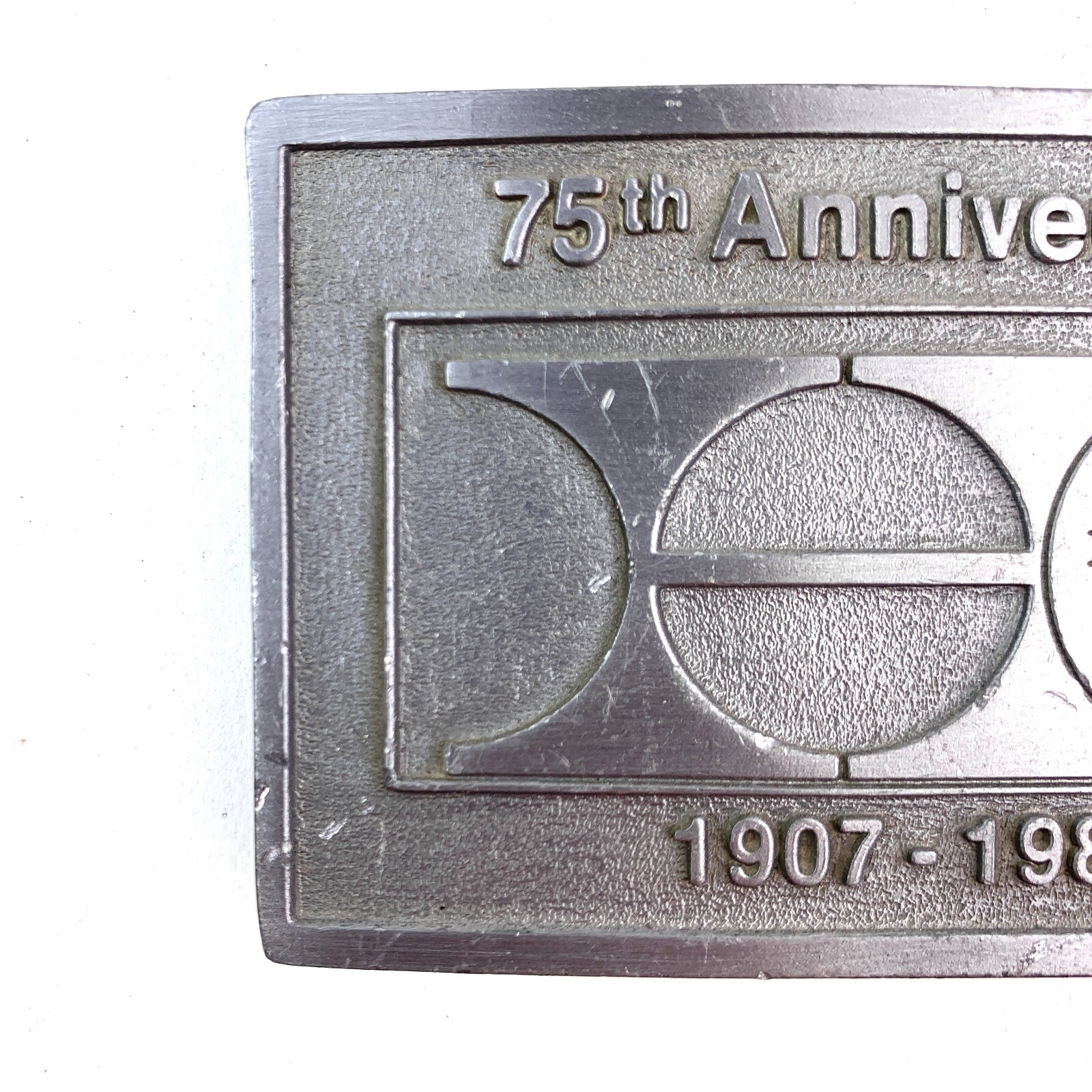 The Hesston State Bank 75th Anniversary Metal Belt Buckle 1907-1982