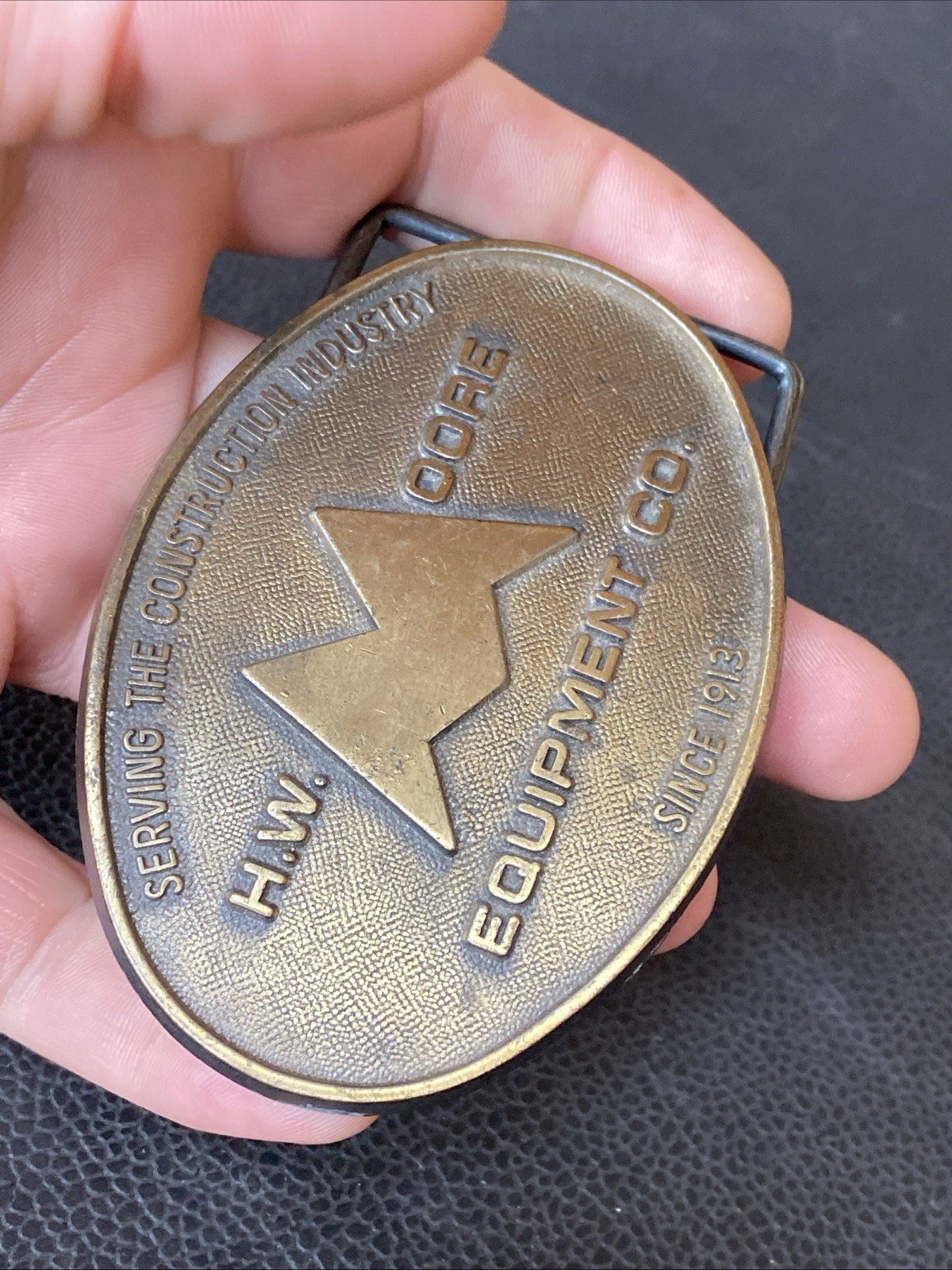 VTG BELT BUCKLE HW Moore Equipment Co Denver Colorado Construction Since 1913