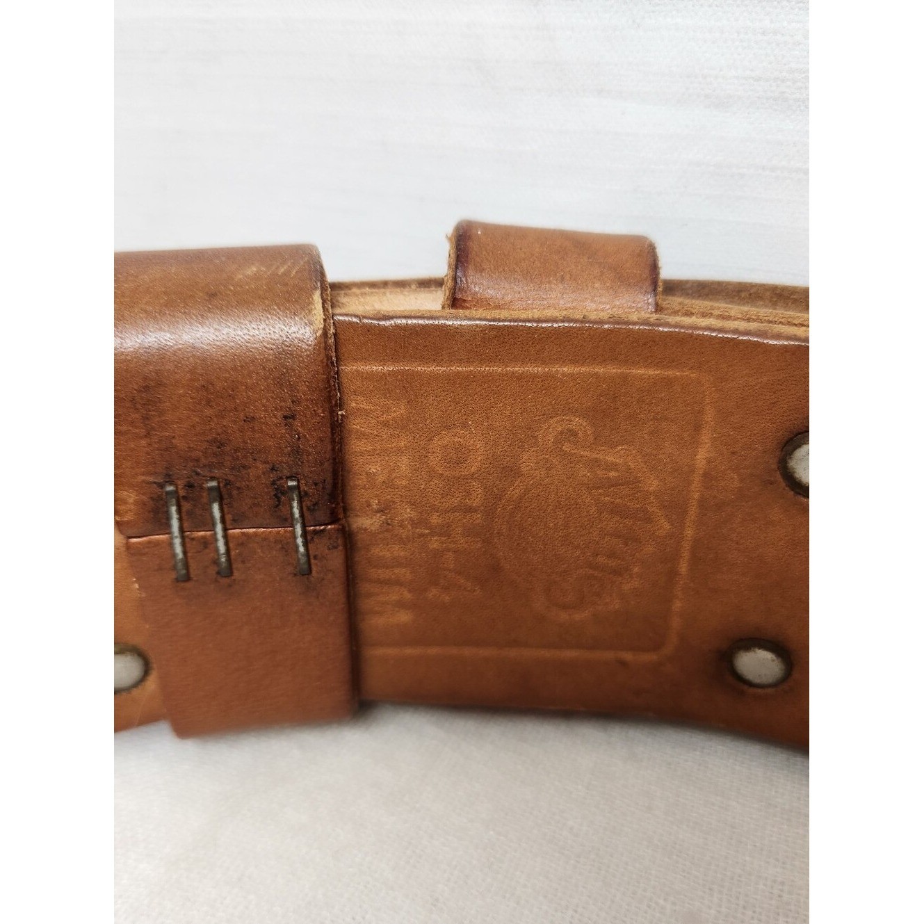Vintage Altus Mens 28-32 Tan Leather Weight Power Lifting Belt 2 Prong Buckle