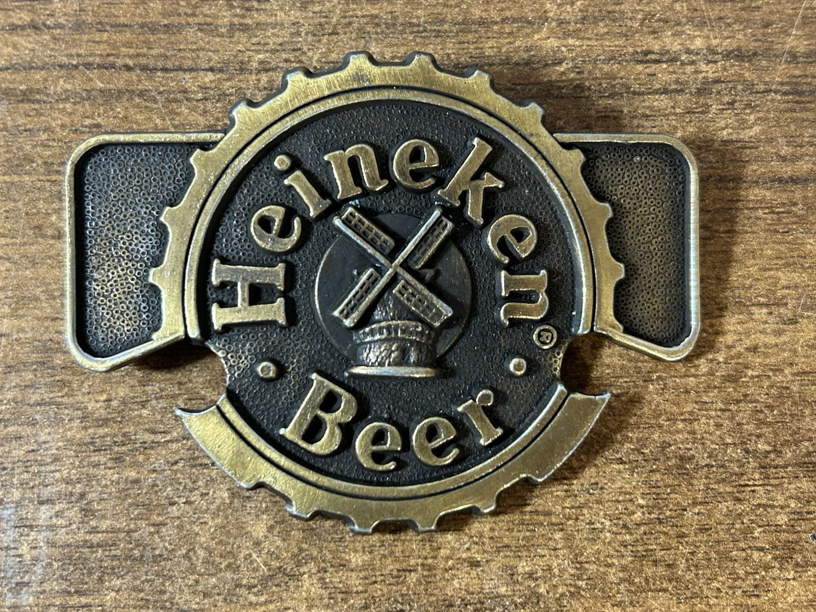 Heineken Beer Belt Buckle With built-in Bottle Opener 1970s Vintage