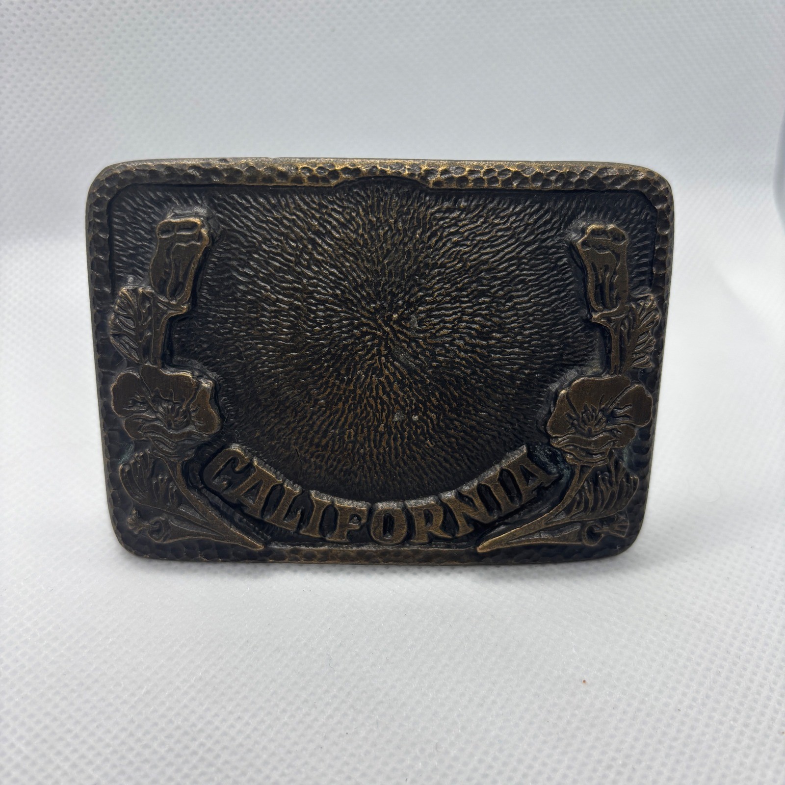MAFCO California Poppy Belt Buckle Brass Heritage Western Rodeo Trucker Vintage