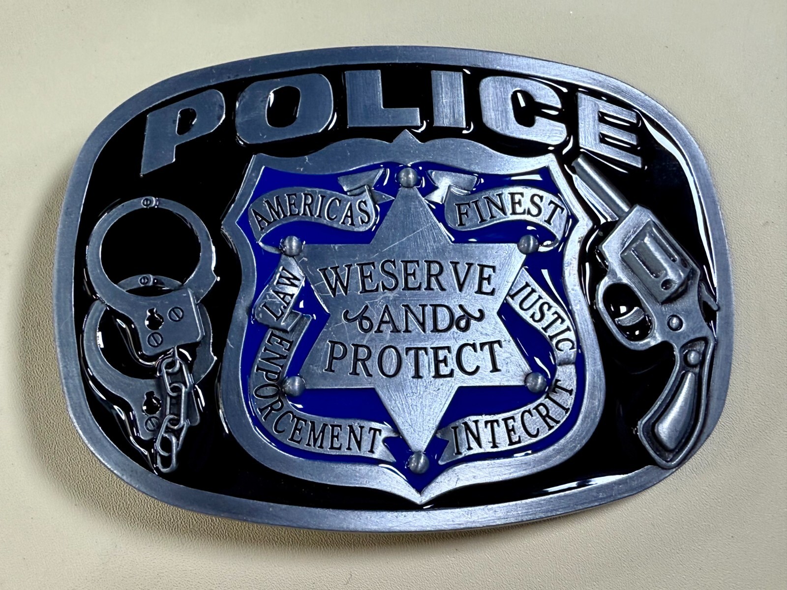AMERICAS FINEST POLICE We Serve Protect Law Enforcement Commemorate Belt Buckle