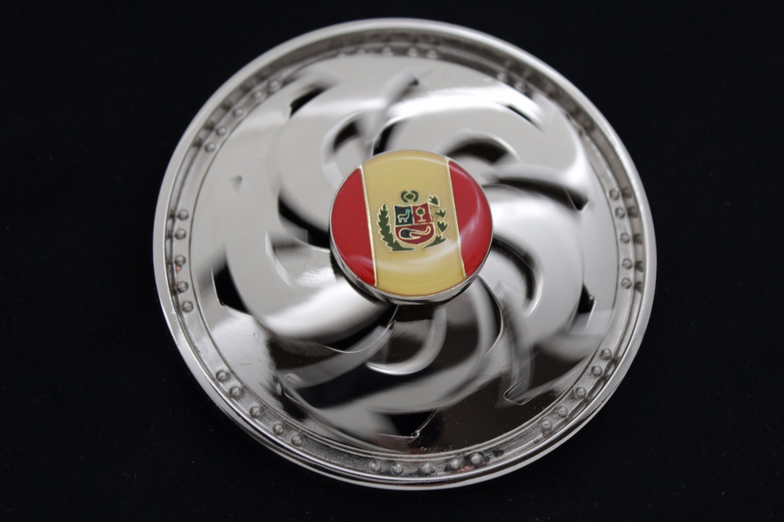 Men Women Silver Metal Belt Buckle Round Spinning Arrows Spain Flag Circle Shape
