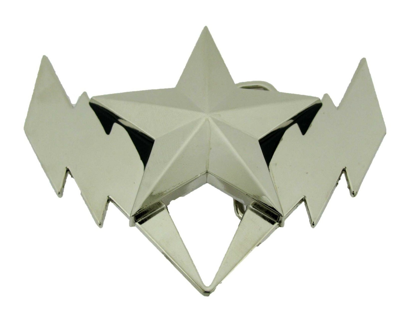 Star Belt Buckle Silver Metal Lightning Bolt Chrome Tattoo Gothic New Men Women