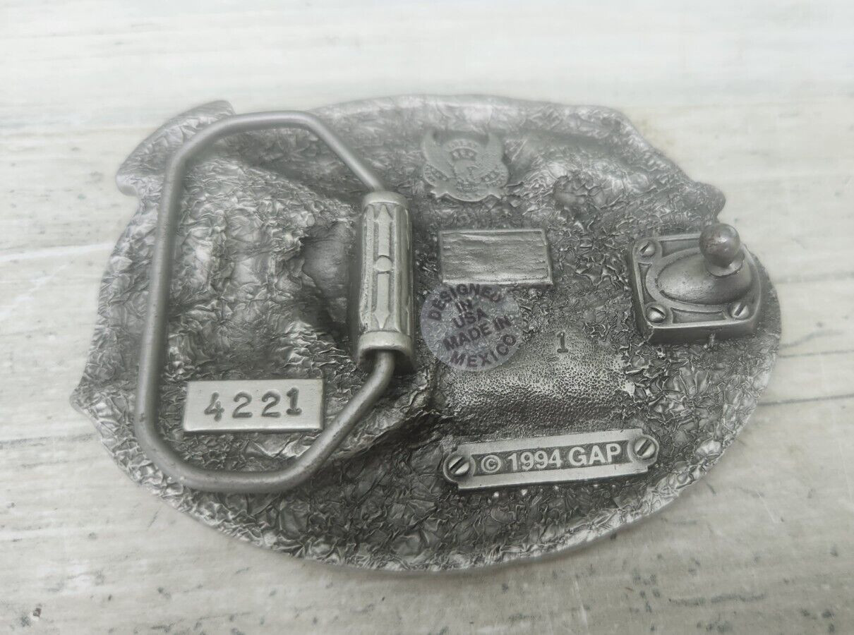 NEW Vintage 1994 US National Guard American Heroes Enameled Pewter Belt Buckle