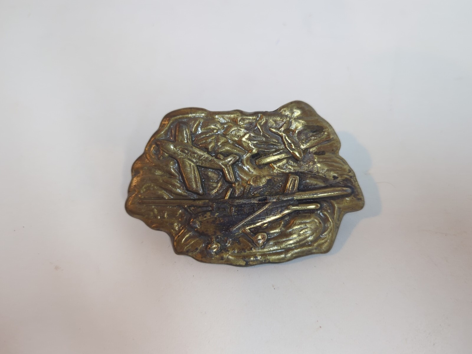 Belt Buckle Aviation Private Prop Airplanes Vtg Metal 3-3/8&Prime; x 2&Prime; wide