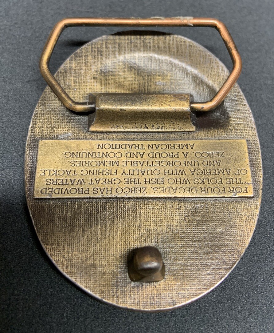 Zebco 40th Anniversary 1949-1989 Limited Edition Fish metal belt buckle