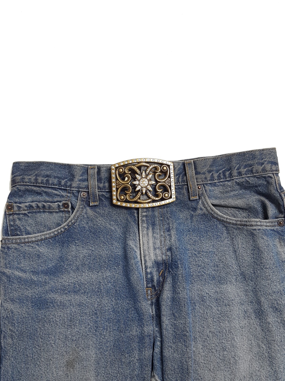 Auction for Western Crystal floral engraved design Belt Buckle