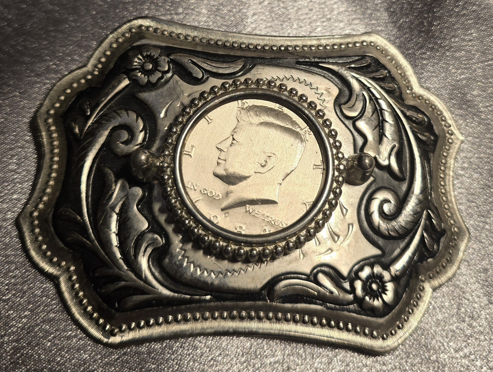 Western Style Half Dollar coin hold ring Belt Buckle
