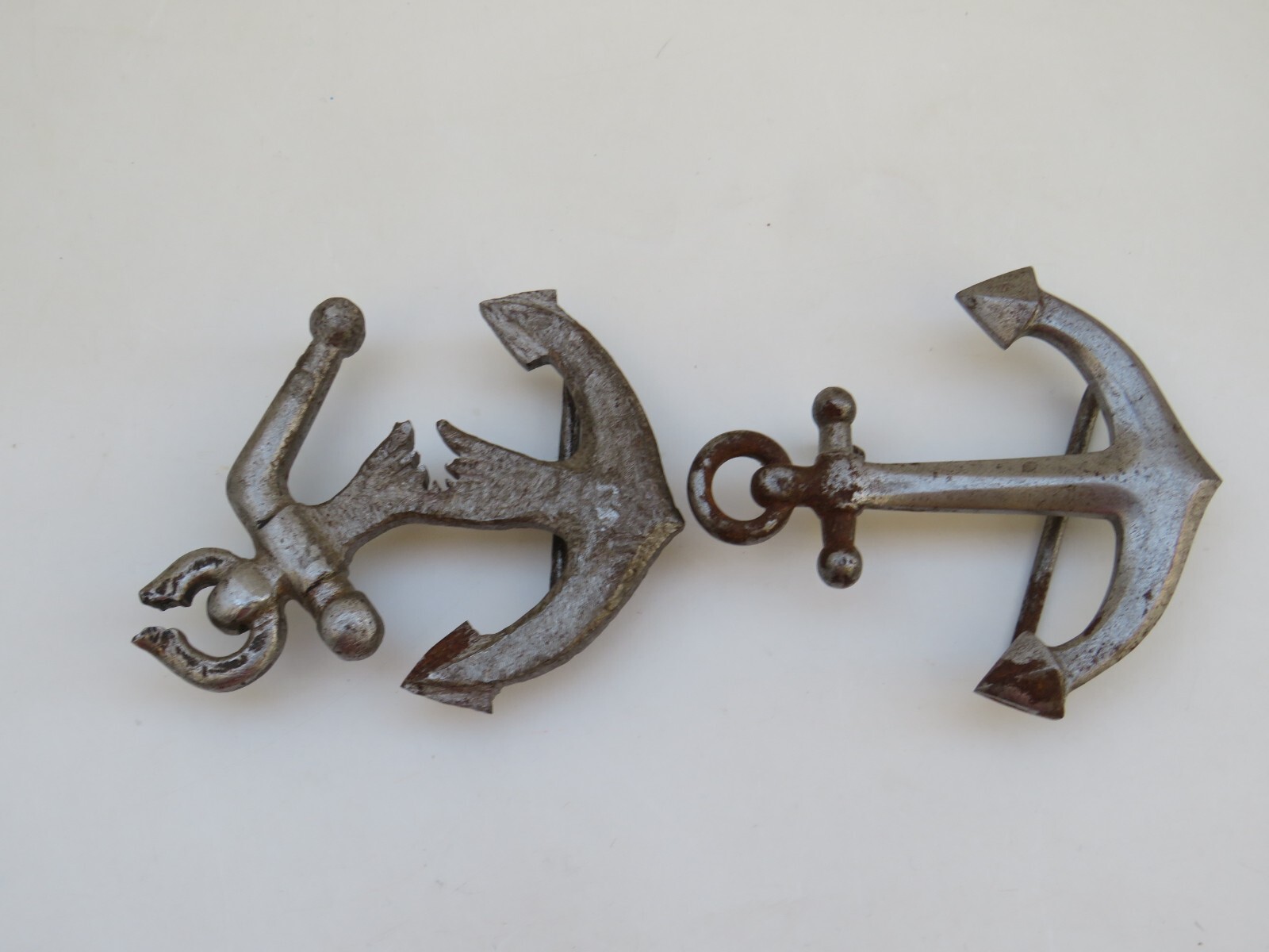 belt buckle vintage metal Anchor cracked sculpture signed T.O.S. TOS Handmade