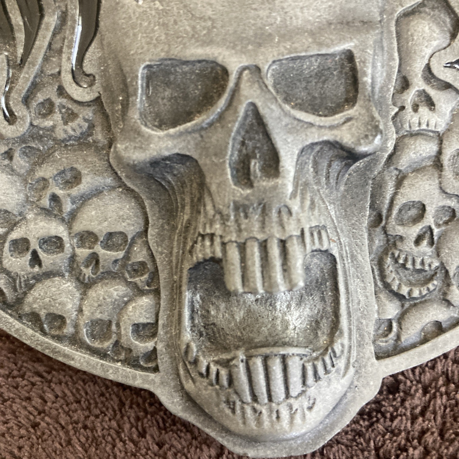 Vintage Hurley Skull Bottle Opener Metal Belt Buckle Gothic Punk Rock