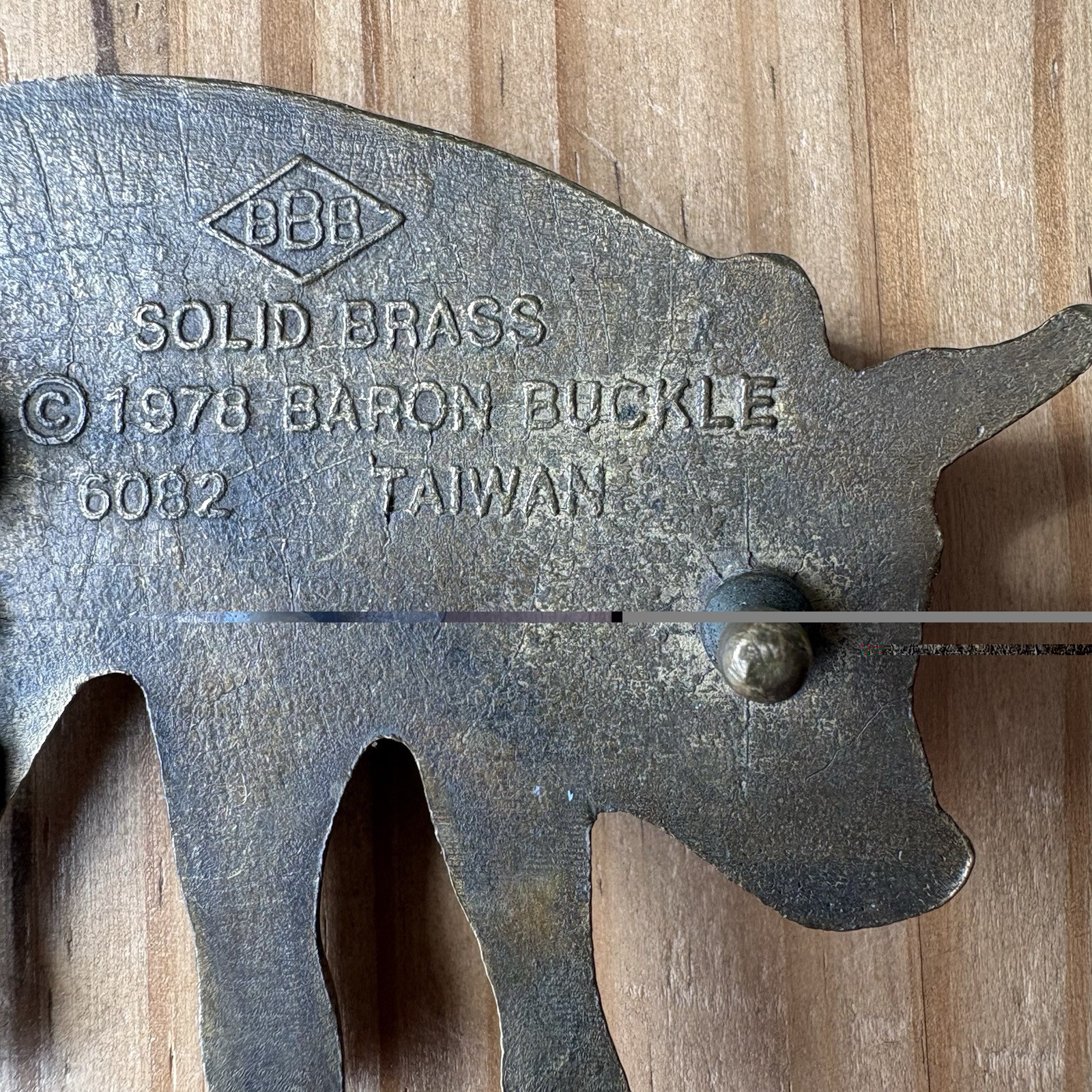 Vintage 1978 Baron Buckle Solid Brass Pig Belt Buckle Figural Hog Farming Swine