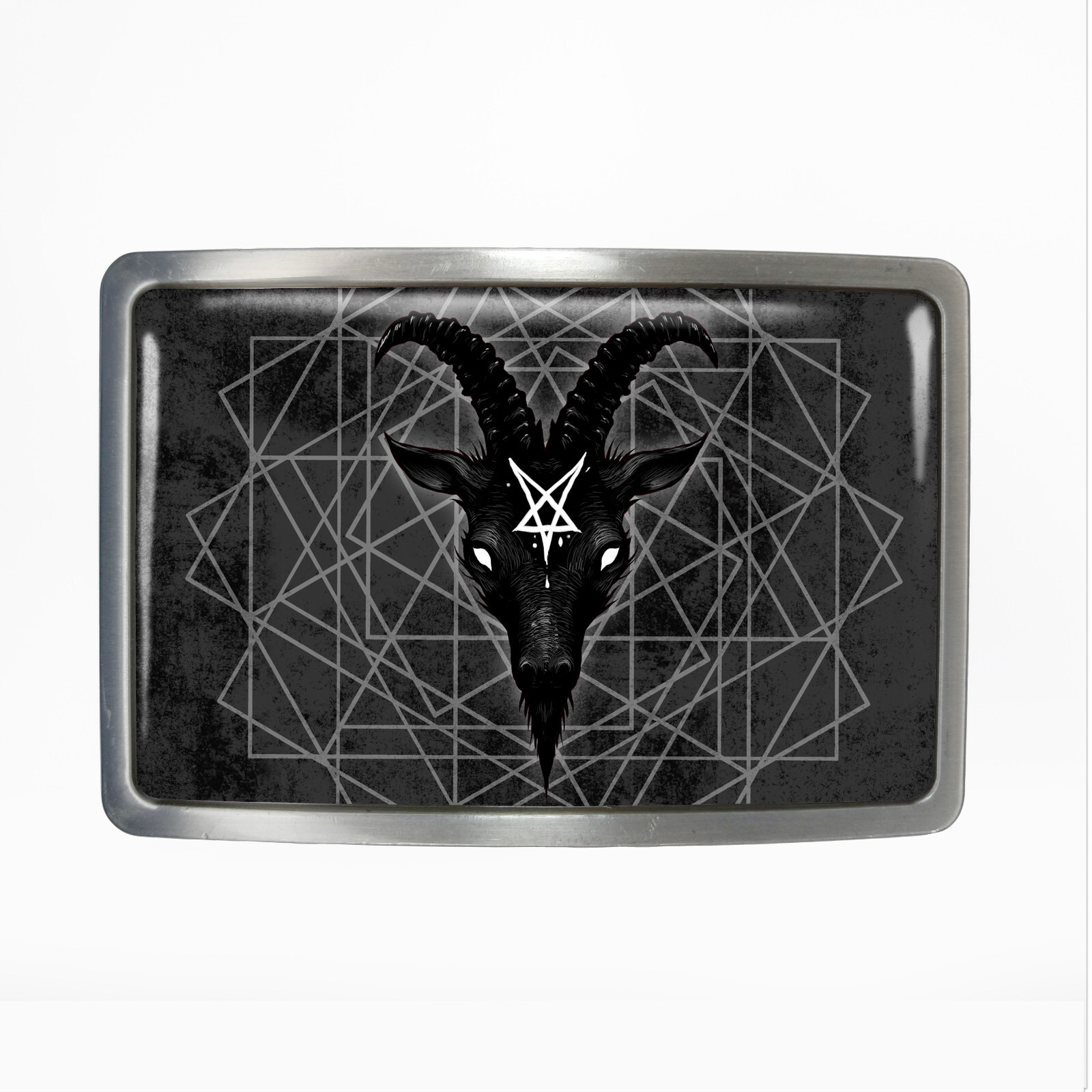 Satanic Goat Head Belt Buckle – Geometric Pentagram Witchcraft Belt Buckle – 8-2
