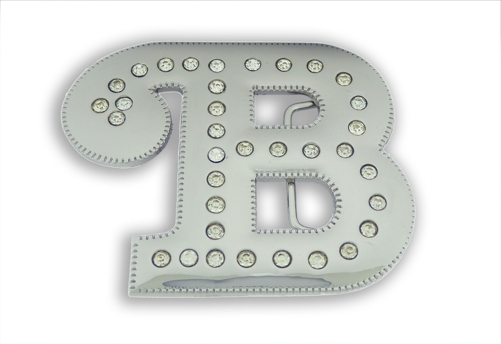 Initial Letter Cursive Silver Chrome Rhinestones Belt Buckle A to Z Alphabet New