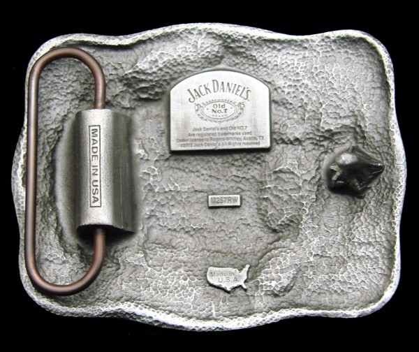 RG24125 *NOS* 2003 **JACK DANIEL&rsquo;S WHISKEY** ADVERTISEMENT PEWTER BELT BUCKLE