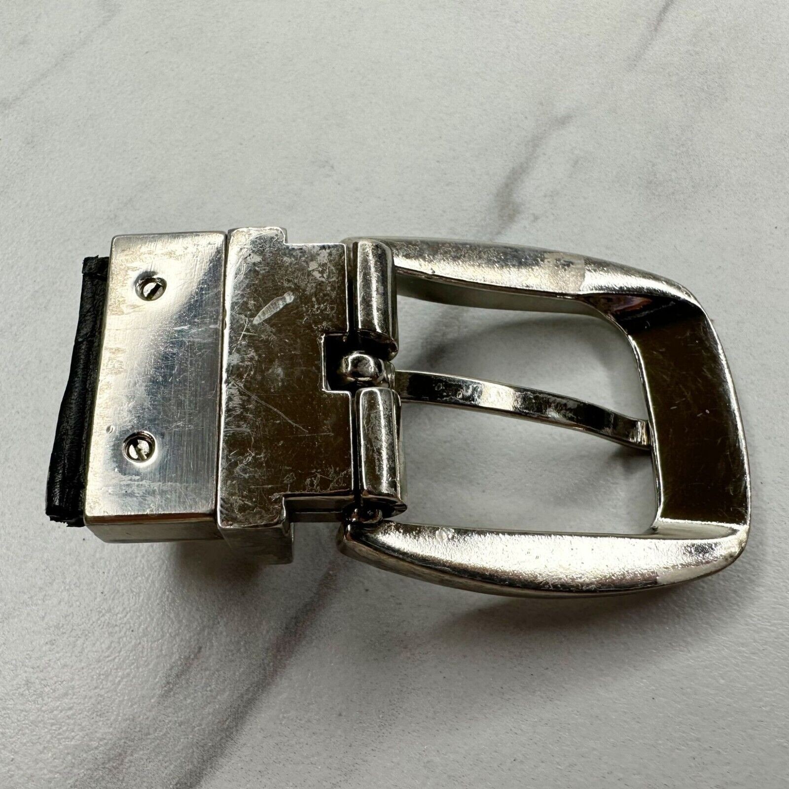 Silver Tone Reversible Simple Basic Belt Buckle