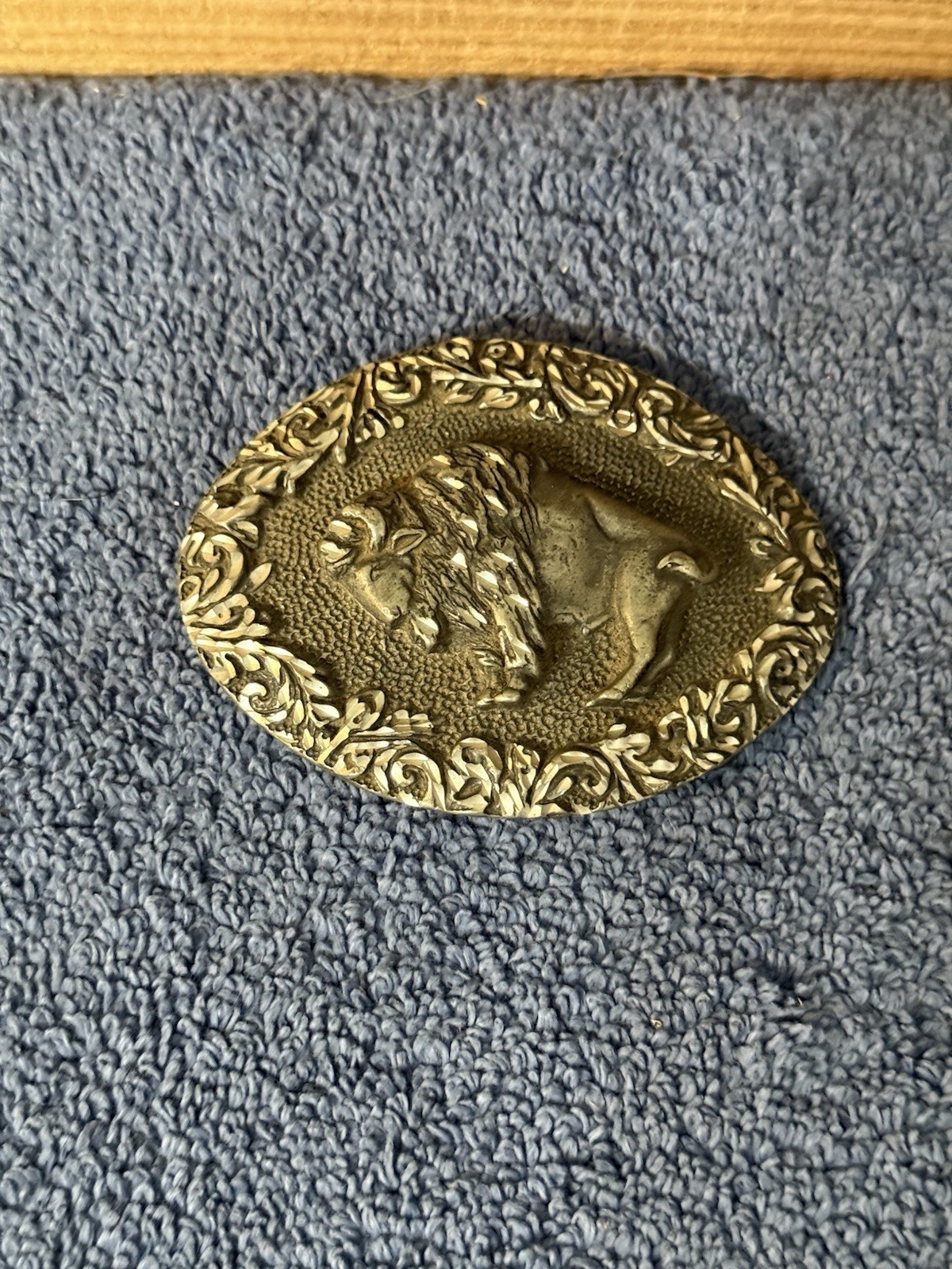 Vintage EGE American Bison Pewter Belt Buckle Buffalo 1993 Made In USA