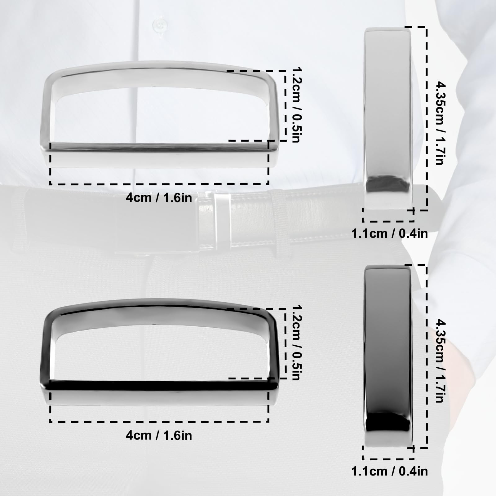 JJUNW 4 Pcs Groove Belt Keepers, Stainless Steel Brass Alloy 4, Black, White