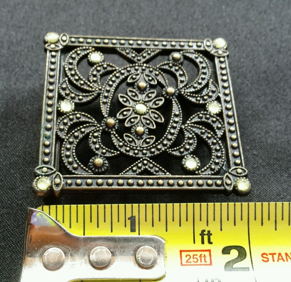 RHINESTONE CUTOUT FLORAL WESTERN BELT BUCKLE VINTAGE BRASS BRONZE TONE LOOK