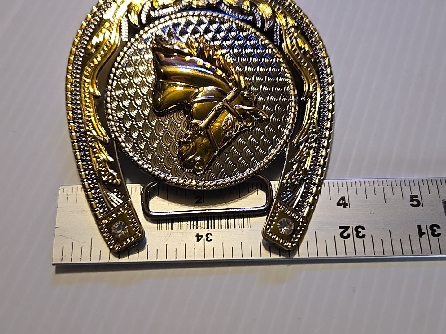 GOLD & SILVER (IN COLOR ONLY)LARGE RODEO WESTERN HORSE HEAD Metal Belt Buckle