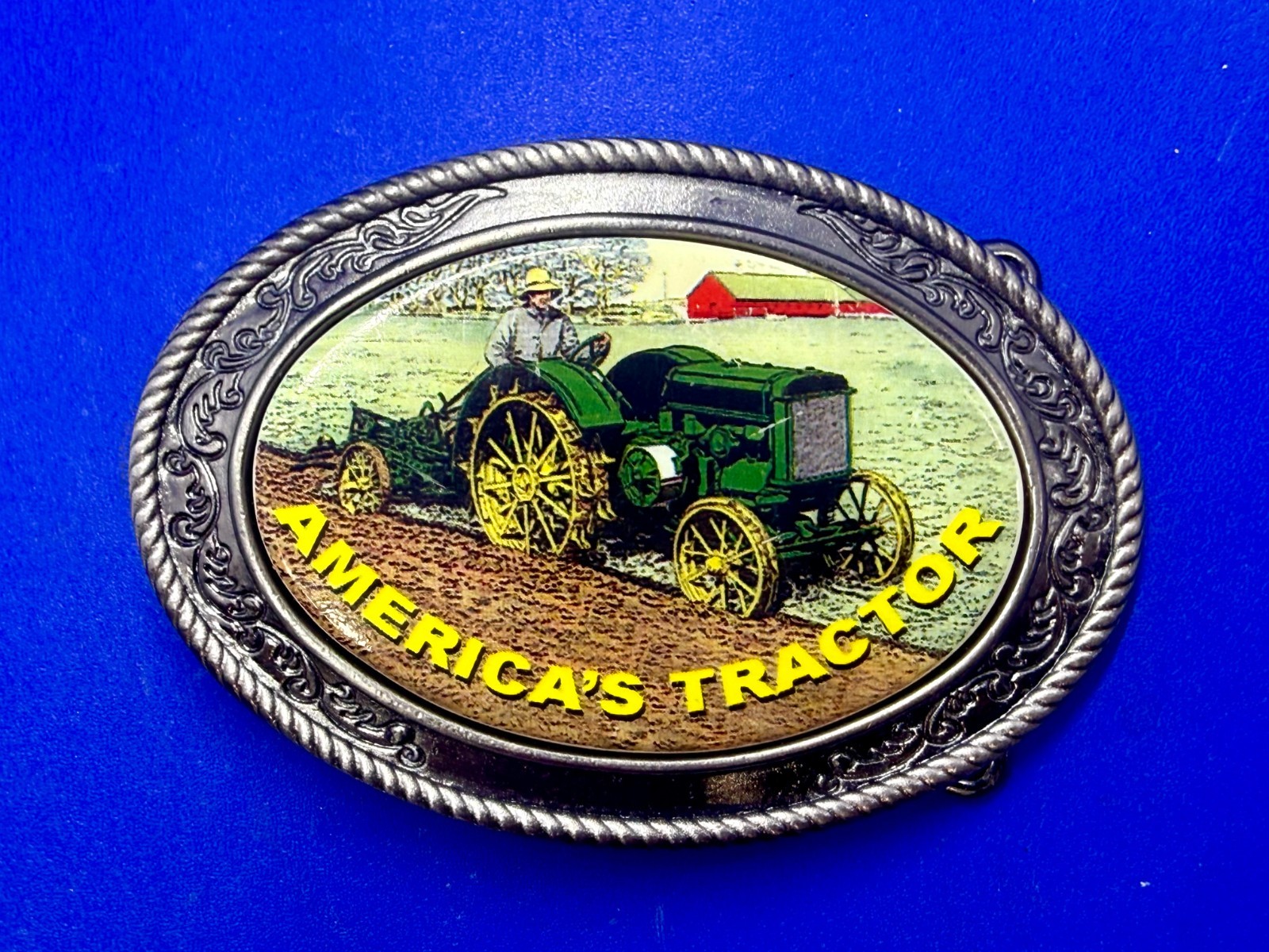 America&rsquo;s Tractor Agricultural Farm Scene Farmers Western Style Belt Buckle