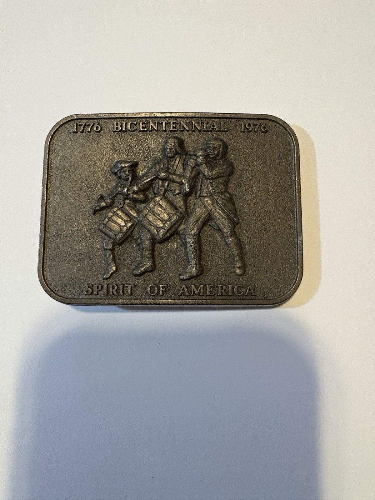 Vintage Spirit Of America 76 Bicentennial Belt Buckle 1776 1976 Brass
