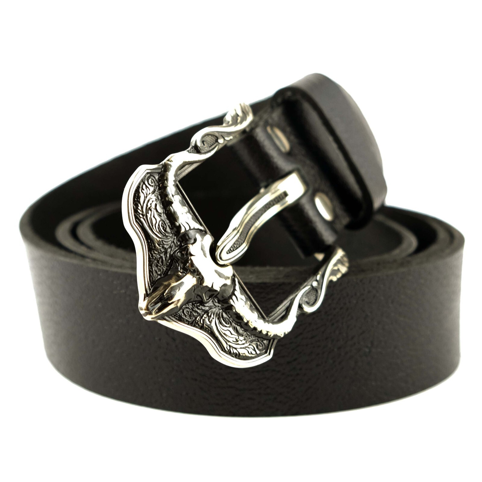 German silver belt buckle American Buffalo Skull, pin type, Bison skull buckle