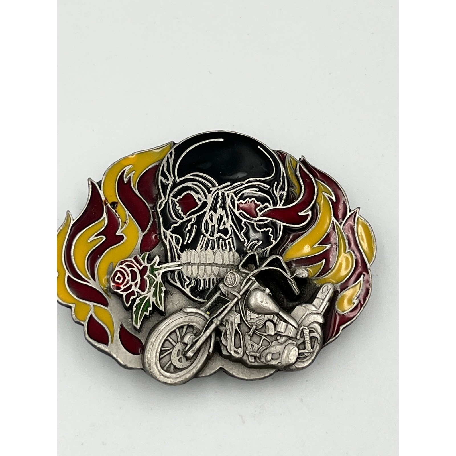 Siskiyou Buckle Skull Motorcycle Flame Rose Wild & Free Belt Buckle Made in USA